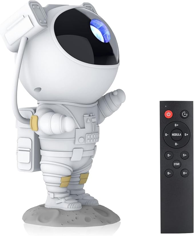 Astronaut Galaxy Star Projector – 360° Rotating Night Light for Kids Room