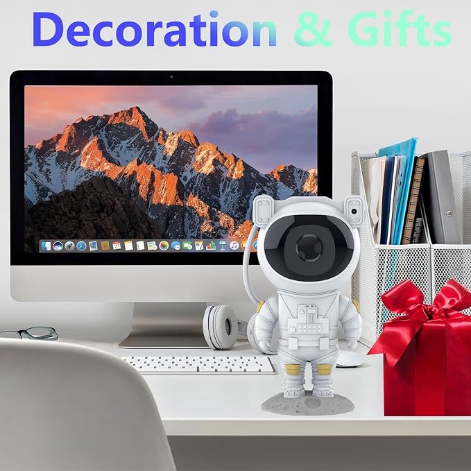 Astronaut Galaxy Star Projector – 360° Rotating Night Light for Kids Room