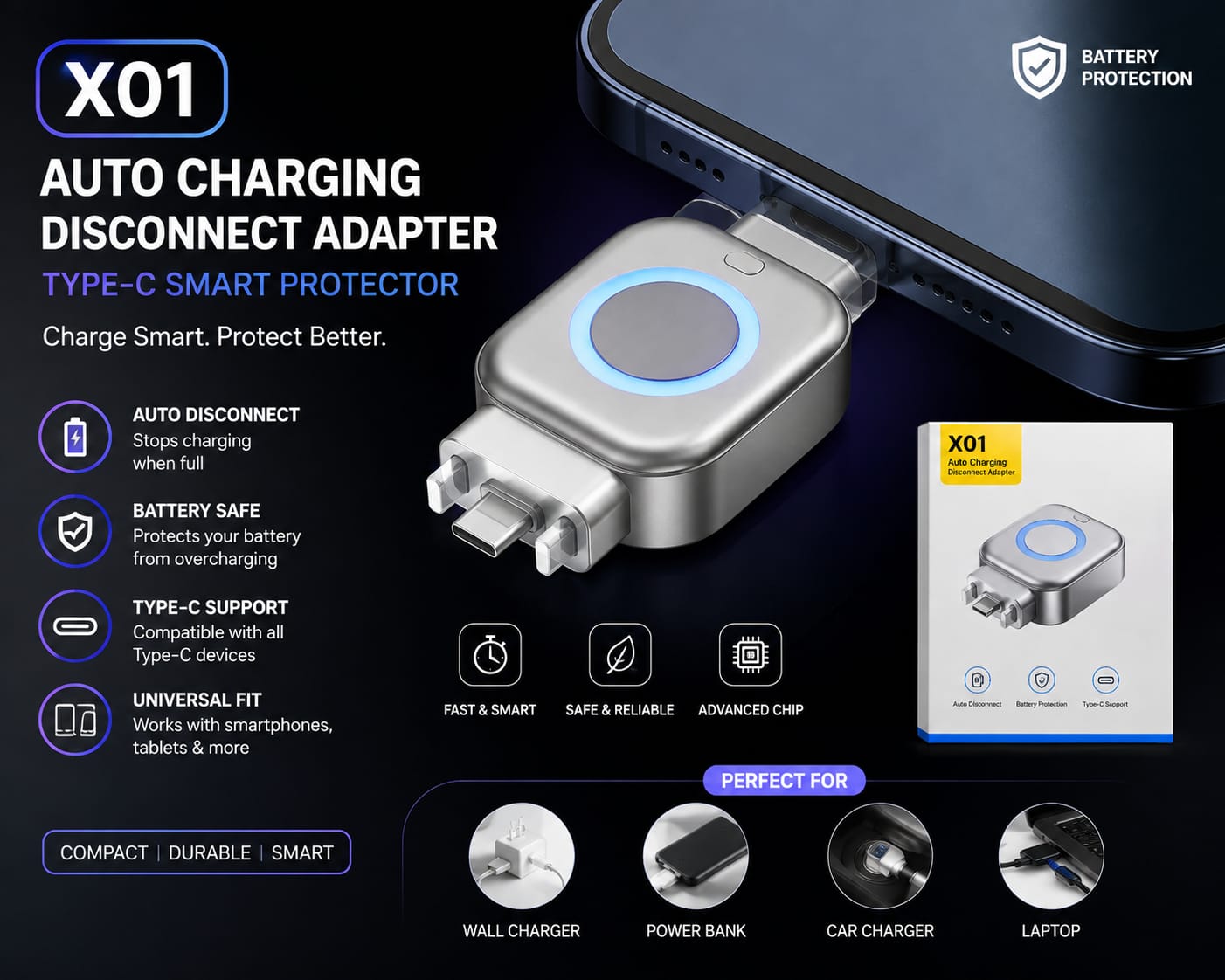X01 Auto Charging Disconnect Adapter (Type-C)