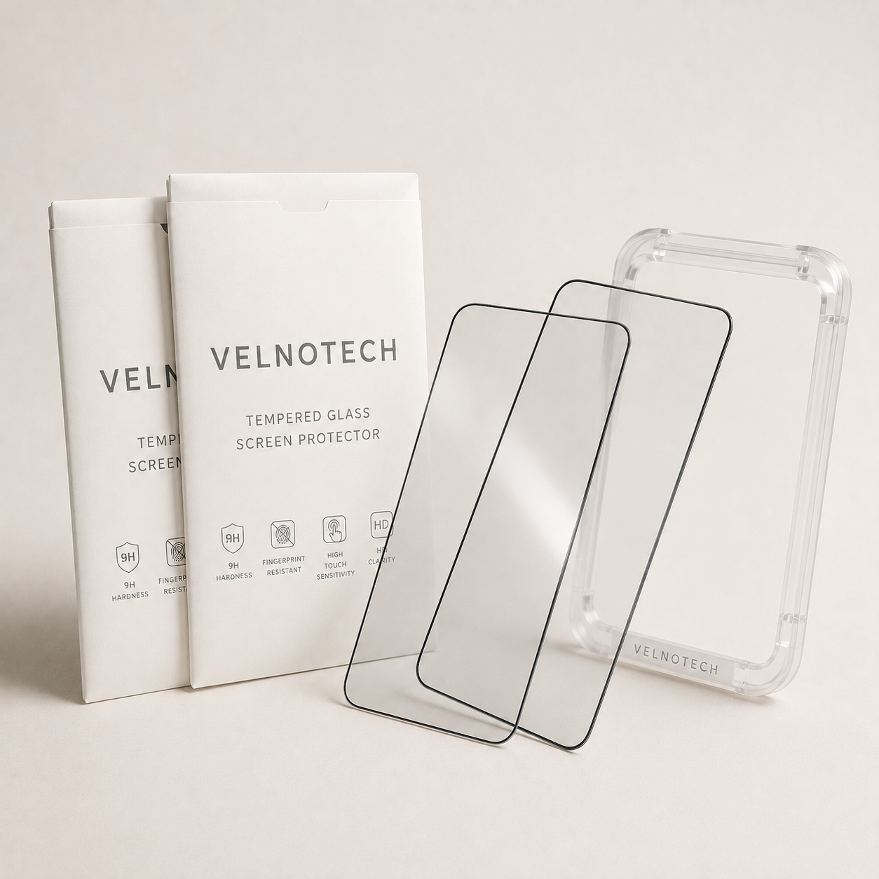 Velnotech 21D Full Glue Tempered Glass (Pack of 2) for iPhone 13/14/15/16/17