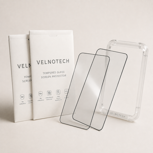 Velnotech 21D Full Glue Tempered Glass (Pack of 2) for iPhone 13/14/15/16/17