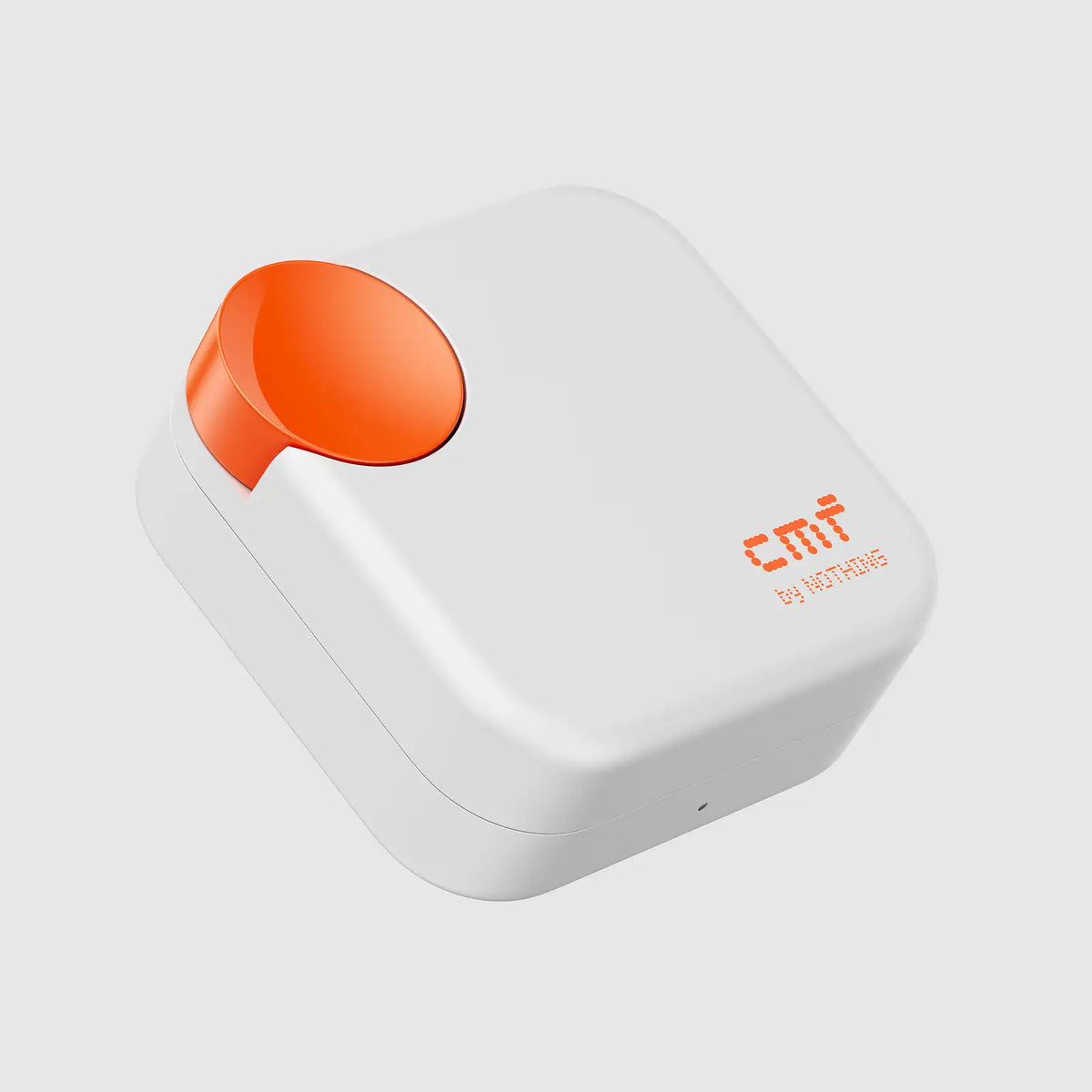 CMF by Nothing Buds Neo charging case in White with the signature orange dial
